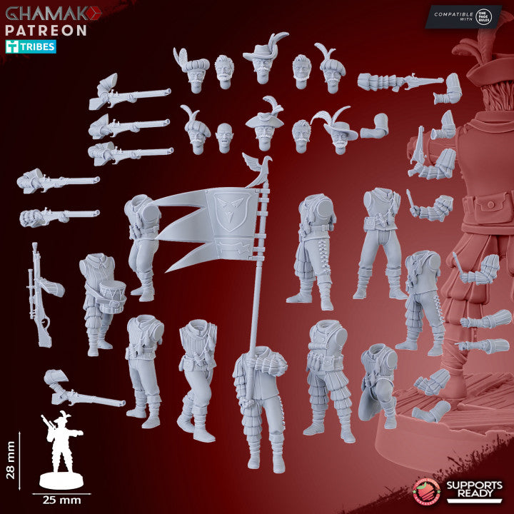 Empire Arquebusiers (10 Units), resin miniature, 28mm heroic scale unpainted resin, view 8