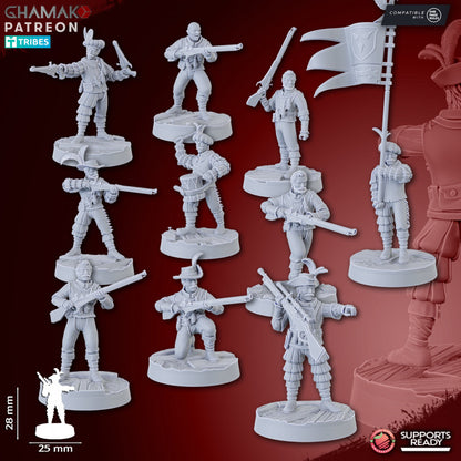 Empire Arquebusiers (10 Units), resin miniature, 28mm heroic scale unpainted resin, view 9