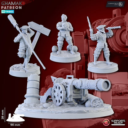 Empire Cannon, resin miniature, 28mm heroic scale unpainted resin