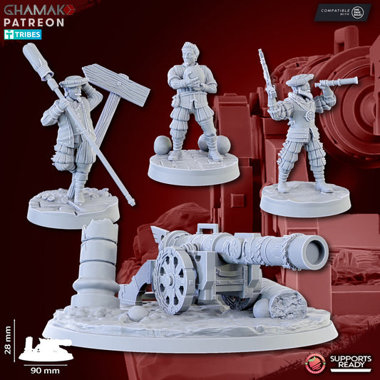 Empire Cannon, resin miniature, 28mm heroic scale unpainted resin