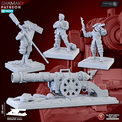 Empire Cannon, resin miniature, 28mm heroic scale unpainted resin, view 3