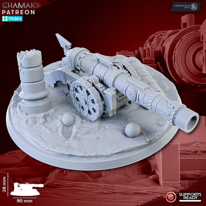 Empire Cannon, resin miniature, 28mm heroic scale unpainted resin, view 4