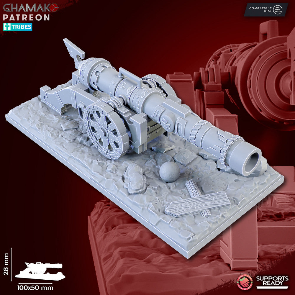 Empire Cannon, resin miniature, 28mm heroic scale unpainted resin, view 5
