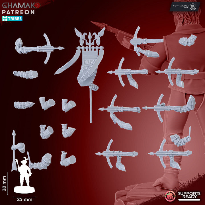 Empire Crossbowmen (10 Units), resin miniature, 28mm heroic scale unpainted resin, view 6