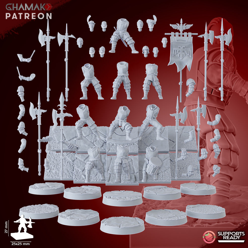 Empire Infantrymen Halberdiers (10 Units), resin miniature, 28mm heroic scale unpainted resin, view 4