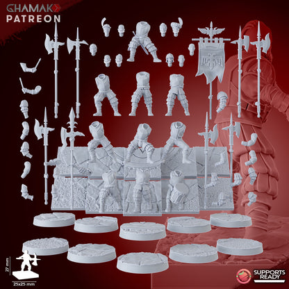Empire Infantrymen Halberdiers (10 Units), resin miniature, 28mm heroic scale unpainted resin, view 4