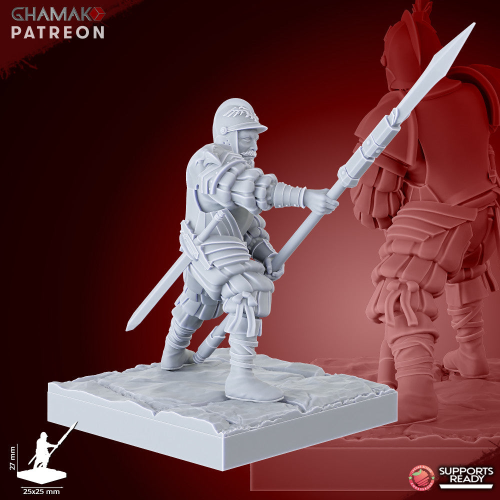 Empire Infantrymen Spearmen (10 Units), resin miniature, 28mm heroic scale unpainted resin, view 2