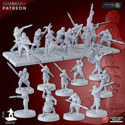 Empire Infantrymen Spearmen (10 Units), resin miniature, 28mm heroic scale unpainted resin, view 3