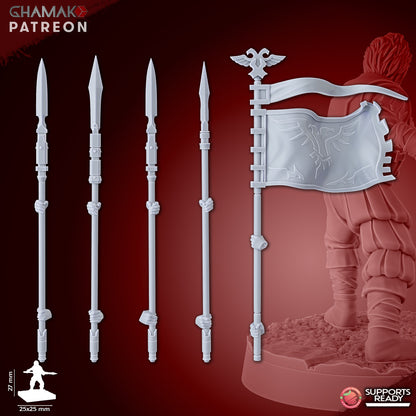 Empire Infantrymen Spearmen (10 Units), resin miniature, 28mm heroic scale unpainted resin, view 4