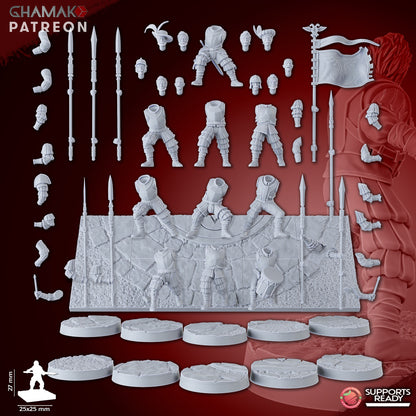 Empire Infantrymen Spearmen (10 Units), resin miniature, 28mm heroic scale unpainted resin, view 5