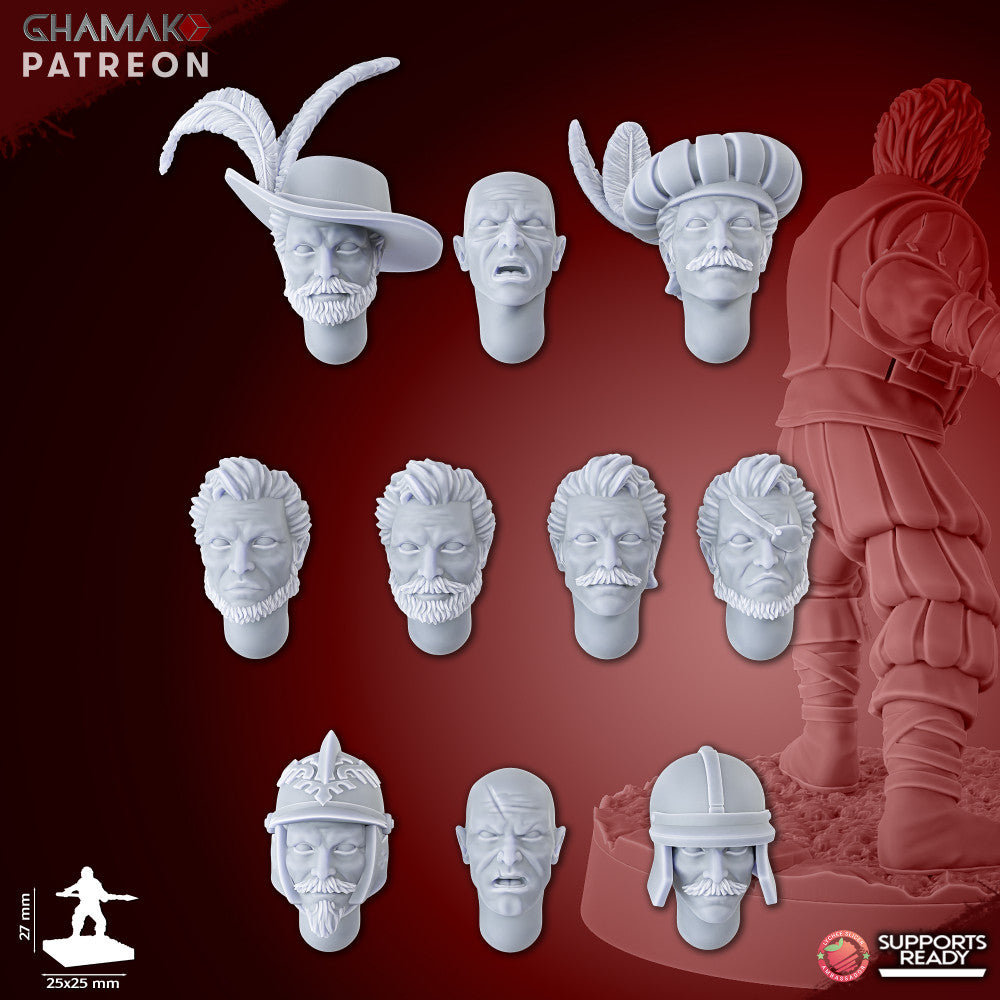Empire Infantrymen Spearmen (10 Units), resin miniature, 28mm heroic scale unpainted resin, view 6