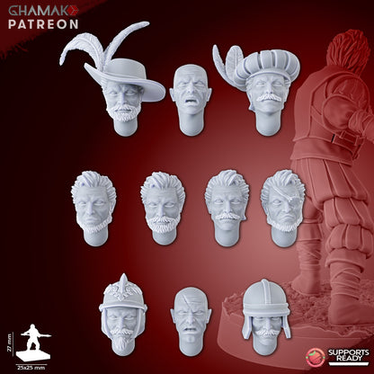 Empire Infantrymen Spearmen (10 Units), resin miniature, 28mm heroic scale unpainted resin, view 6