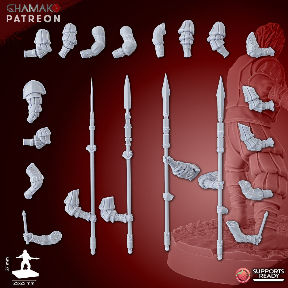 Empire Infantrymen Spearmen (10 Units), resin miniature, 28mm heroic scale unpainted resin, view 7