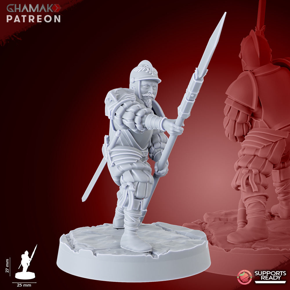 Empire Infantrymen Spearmen (10 Units), resin miniature, 28mm heroic scale unpainted resin, view 10