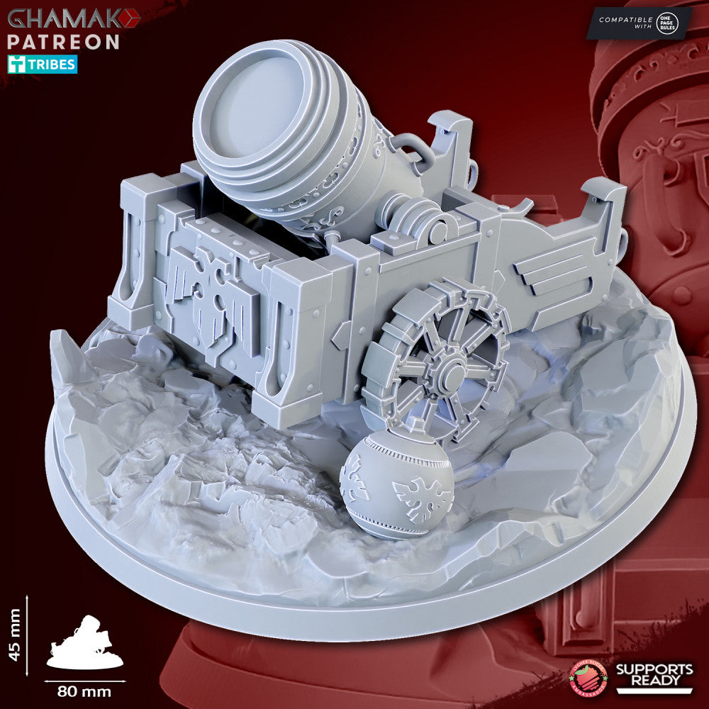 Empire Mortar, resin miniature, 28mm heroic scale unpainted resin, view 2