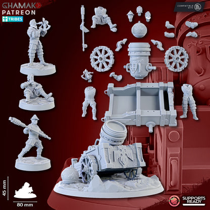 Empire Mortar, resin miniature, 28mm heroic scale unpainted resin, view 3
