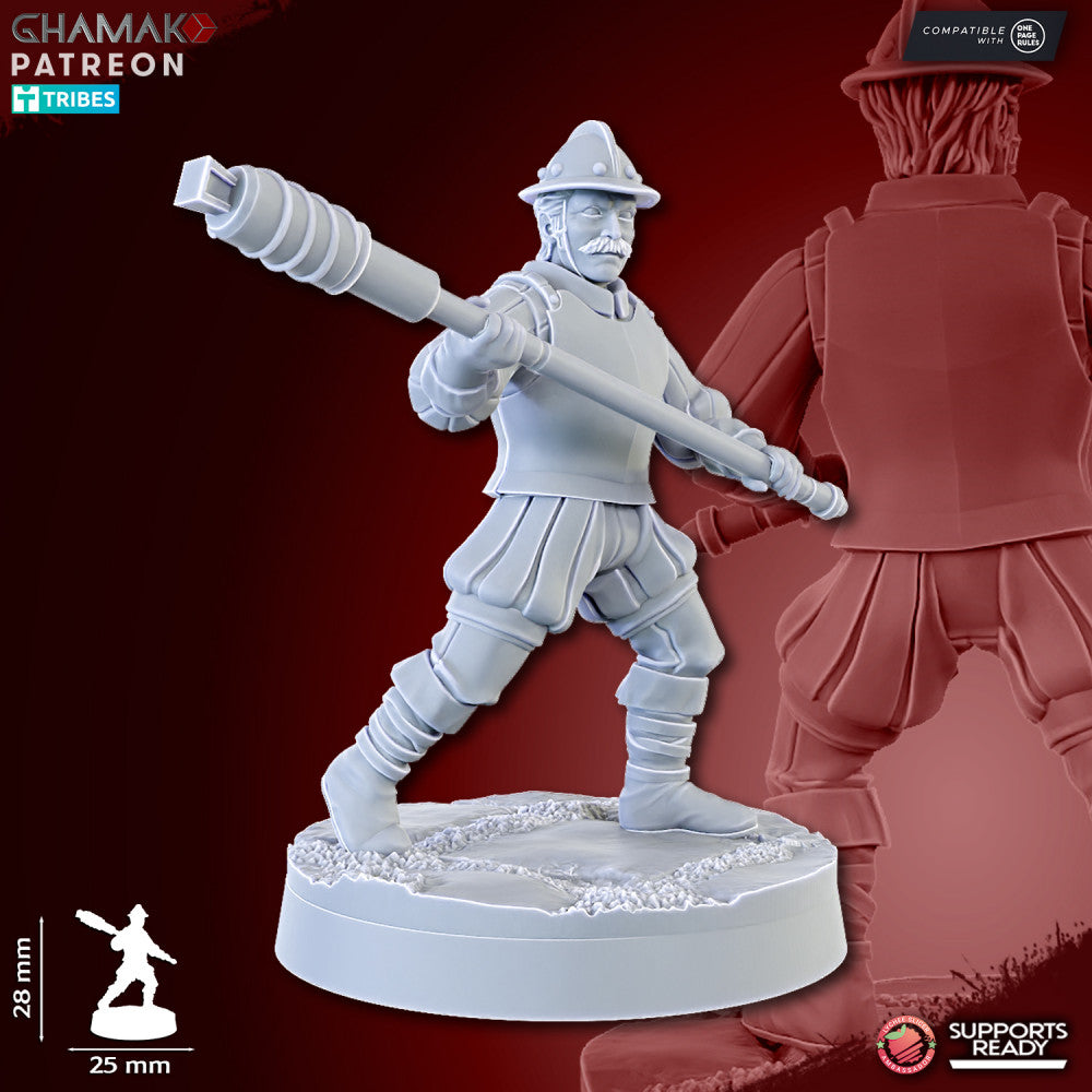 Empire Mortar, resin miniature, 28mm heroic scale unpainted resin, view 4