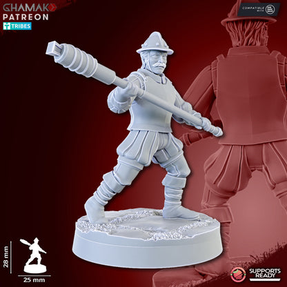 Empire Mortar, resin miniature, 28mm heroic scale unpainted resin, view 4