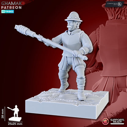 Empire Mortar, resin miniature, 28mm heroic scale unpainted resin, view 5