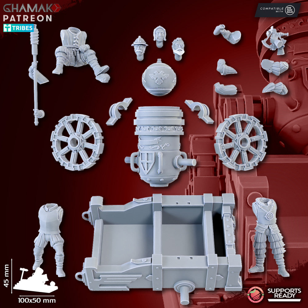 Empire Mortar, resin miniature, 28mm heroic scale unpainted resin, view 9