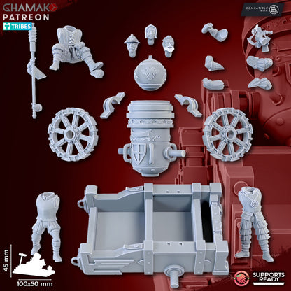 Empire Mortar, resin miniature, 28mm heroic scale unpainted resin, view 9