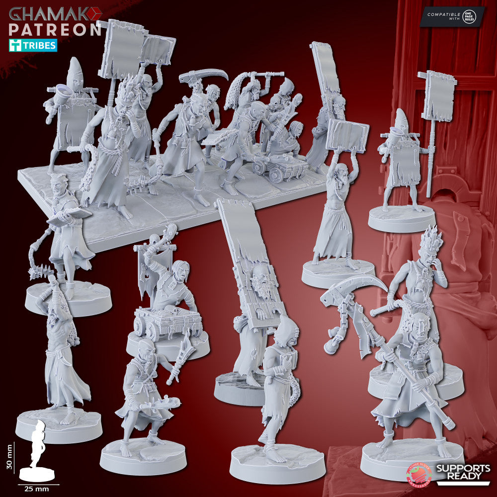 Penitents (10 Units), resin miniature, 28mm heroic scale unpainted resin, view 3