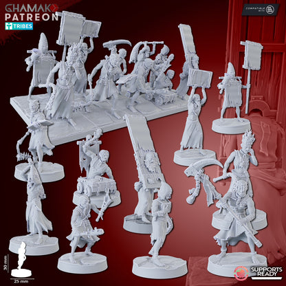 Penitents (10 Units), resin miniature, 28mm heroic scale unpainted resin, view 3