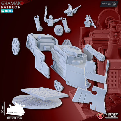 Steam Tank, resin miniature, 28mm heroic scale unpainted resin, view 2