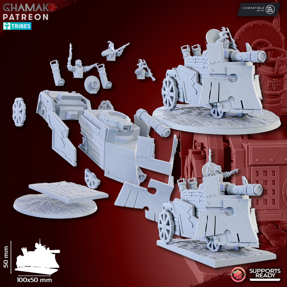 Steam Tank, resin miniature, 28mm heroic scale unpainted resin, view 3