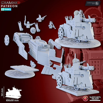 Steam Tank, resin miniature, 28mm heroic scale unpainted resin, view 3