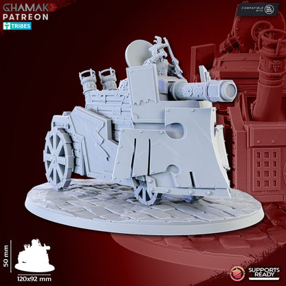 Steam Tank, resin miniature, 28mm heroic scale unpainted resin, view 4