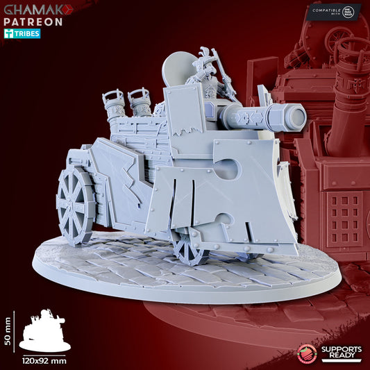 Steam Tank, resin miniature, 28mm heroic scale unpainted resin, view 4
