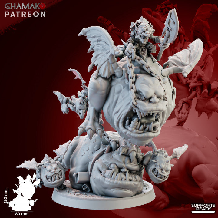 Madcap Boss on Giantjaw, resin miniature, 28mm heroic scale unpainted resin