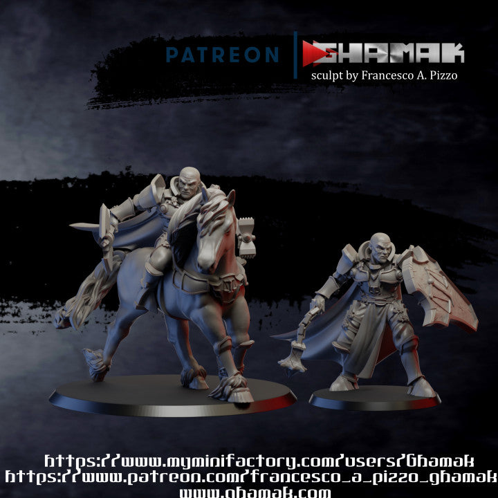 Antipaladin Foot and on Horse, resin miniature, 28mm heroic scale unpainted resin, view 2