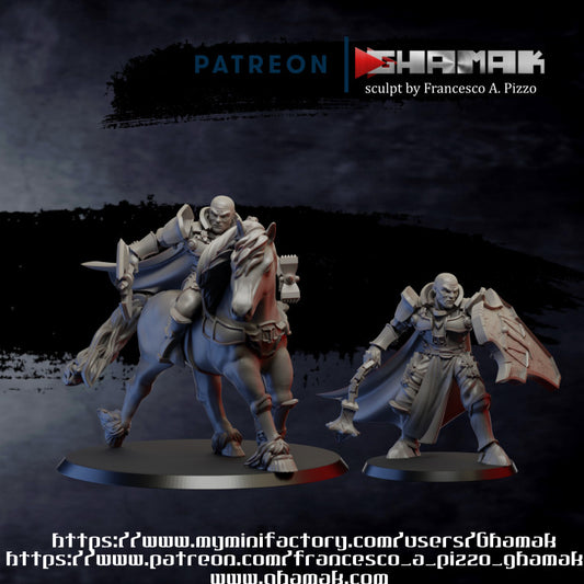 Antipaladin Foot and on Horse, resin miniature, 28mm heroic scale unpainted resin, view 2