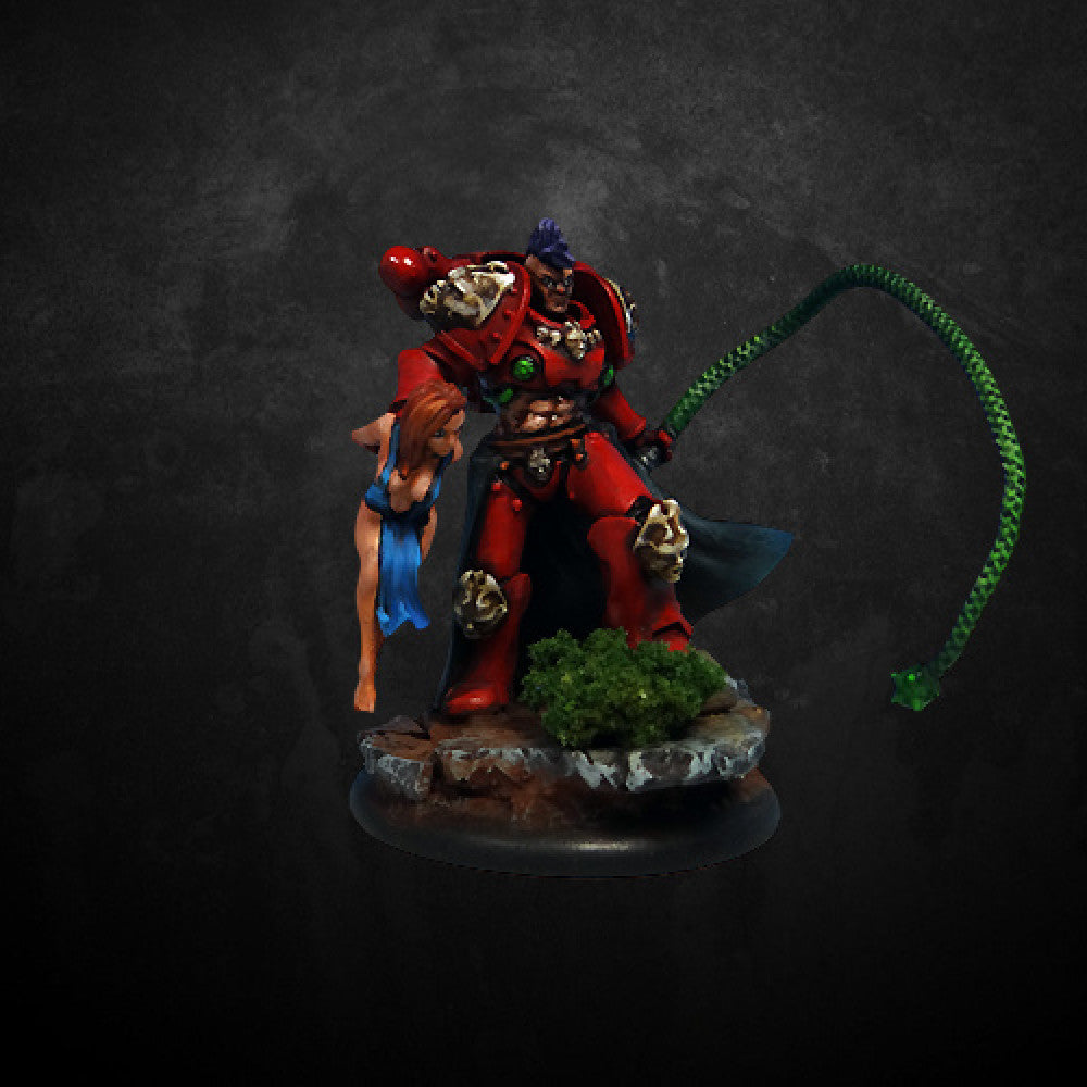 Pleasure Knights Chaos Champion with Slave (2 Units), Pleasure Knights proxy miniature, 28mm heroic scale unpainted, view 2