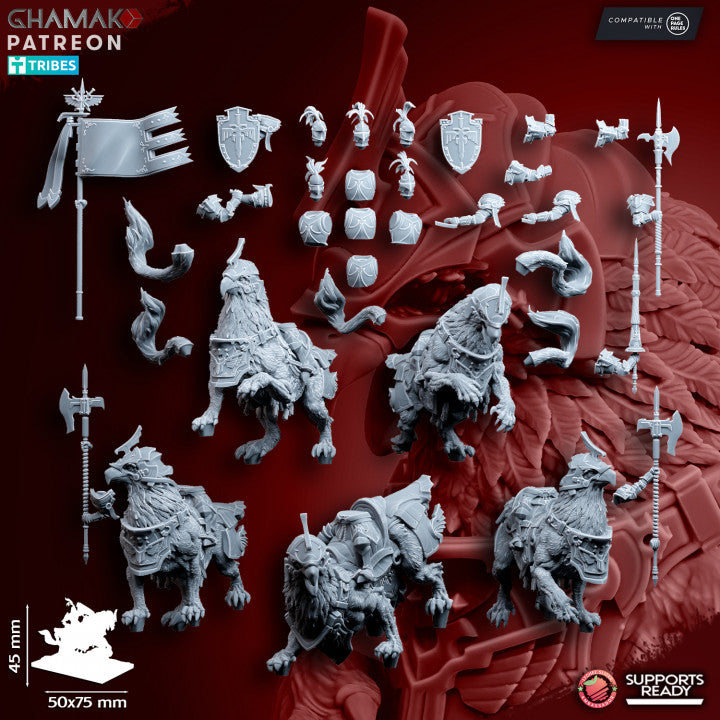 King's Guard Demi-Gripphin Knights (5 Units), resin miniature, 28mm heroic scale unpainted resin, view 2