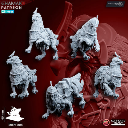 King's Guard Demi-Gripphin Knights (5 Units), resin miniature, 28mm heroic scale unpainted resin, view 3