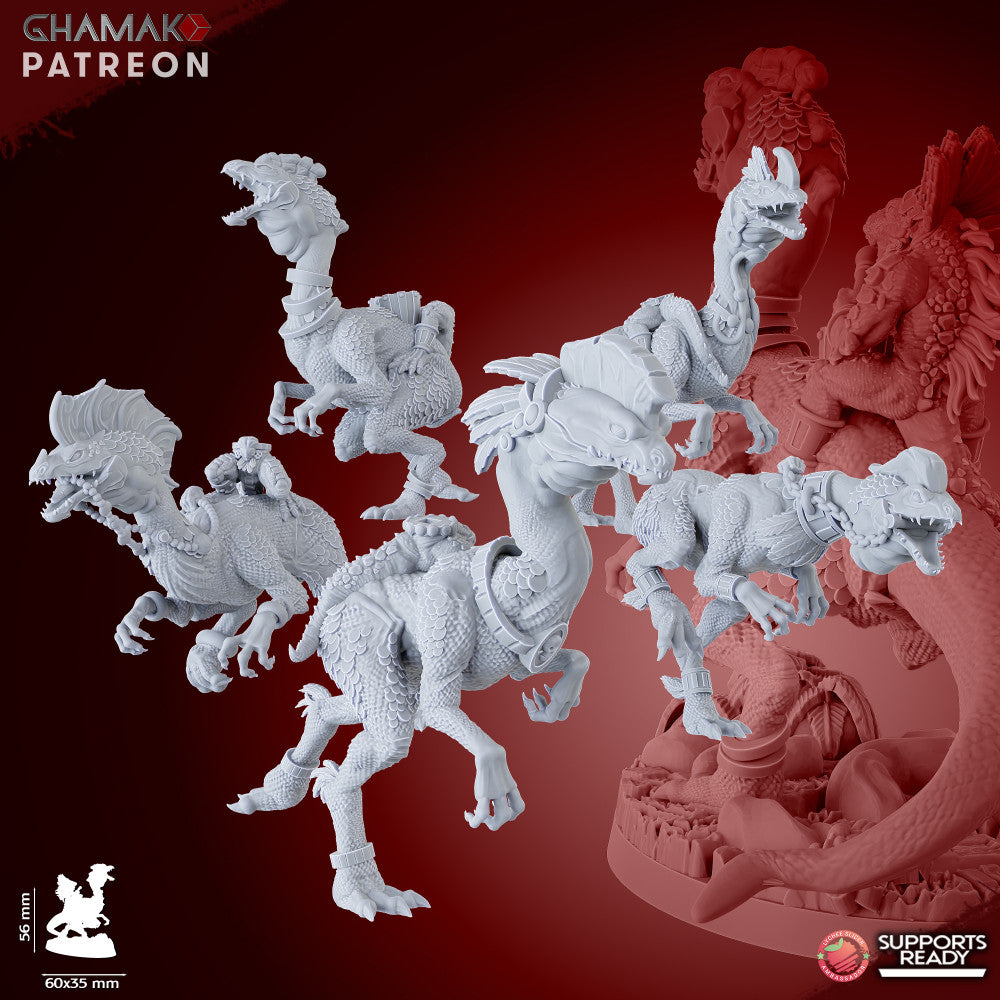 Parasauro Lancers (5 Units), resin miniature, 28mm heroic scale unpainted resin