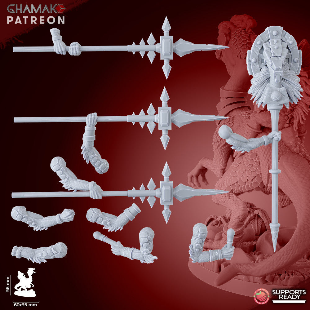Parasauro Lancers (5 Units), resin miniature, 28mm heroic scale unpainted resin, view 2