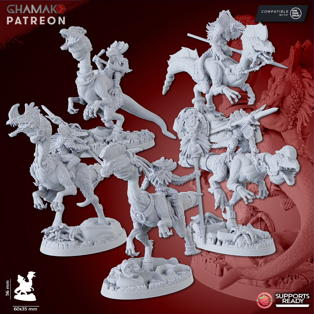 Parasauro Lancers (5 Units), resin miniature, 28mm heroic scale unpainted resin, view 3