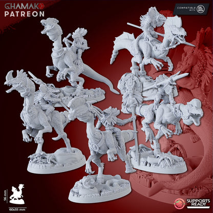 Parasauro Lancers (5 Units), resin miniature, 28mm heroic scale unpainted resin, view 3
