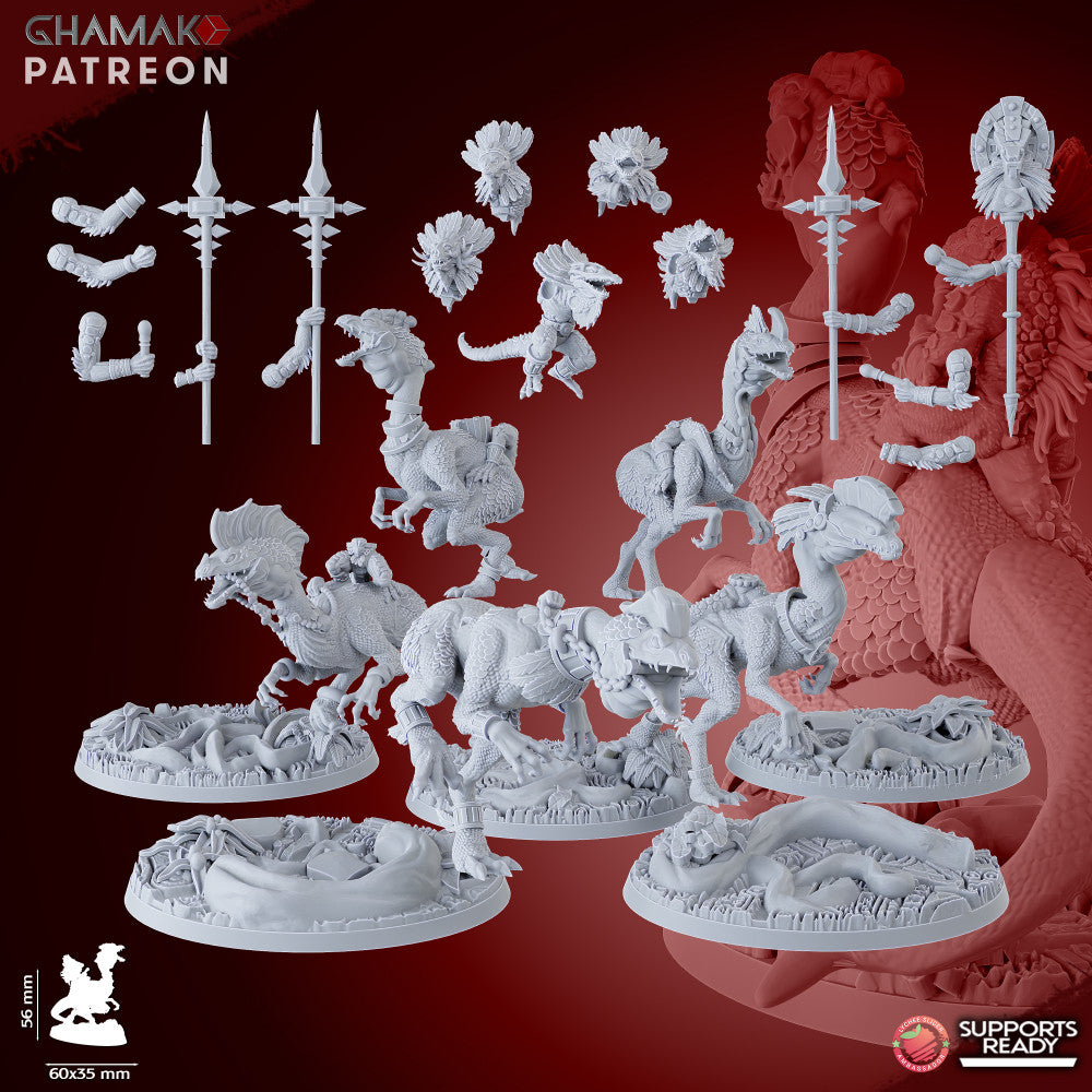 Parasauro Lancers (5 Units), resin miniature, 28mm heroic scale unpainted resin, view 4