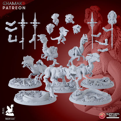 Parasauro Lancers (5 Units), resin miniature, 28mm heroic scale unpainted resin, view 4