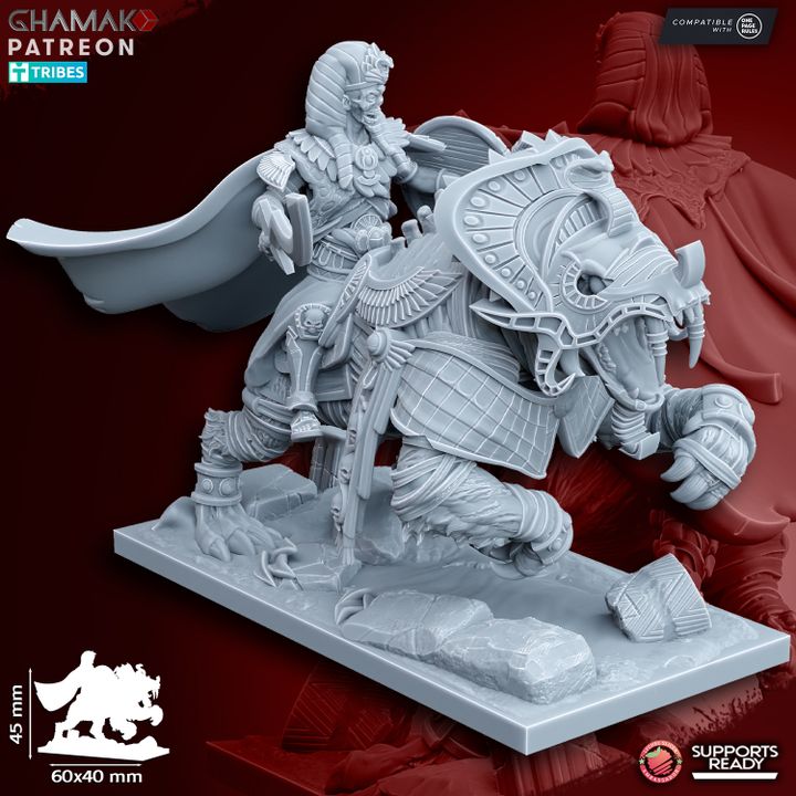 God-King on Sabretooth, resin miniature, 28mm heroic scale unpainted resin, view 3