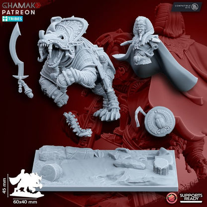 God-King on Sabretooth, resin miniature, 28mm heroic scale unpainted resin, view 4