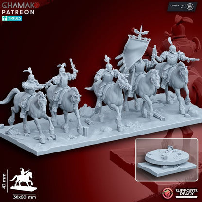 Mounted Pistoliers/Handgunners (5 Units), resin miniature, 28mm heroic scale unpainted resin, view 3