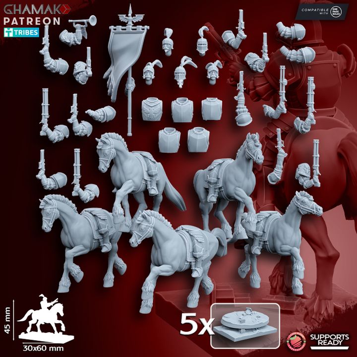Mounted Pistoliers/Handgunners (5 Units), resin miniature, 28mm heroic scale unpainted resin, view 4