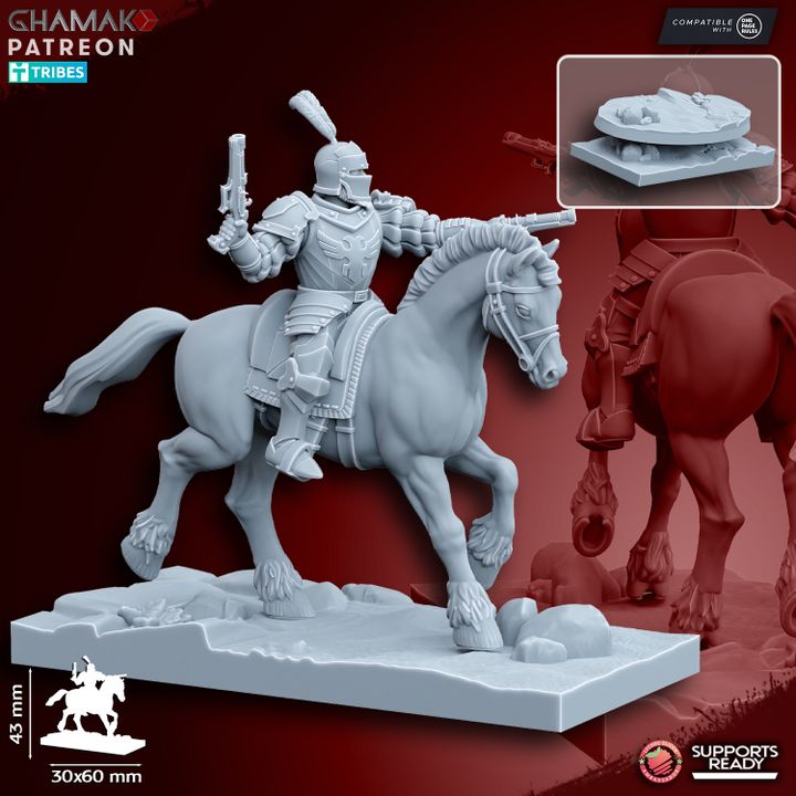 Mounted Pistoliers/Handgunners (5 Units), resin miniature, 28mm heroic scale unpainted resin, view 7