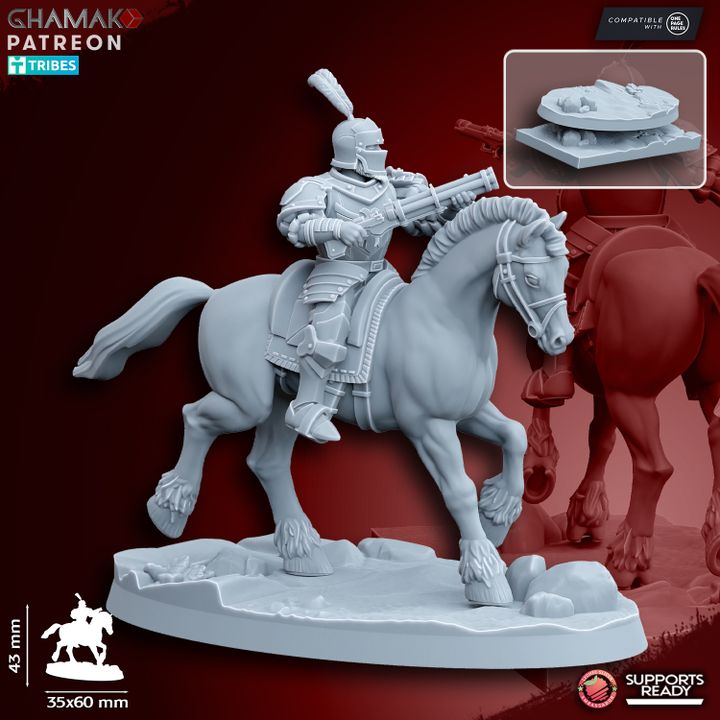 Mounted Pistoliers/Handgunners (5 Units), resin miniature, 28mm heroic scale unpainted resin, view 9